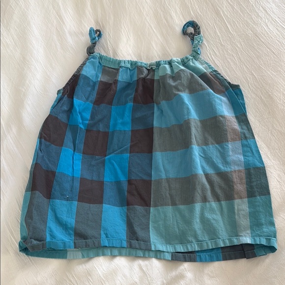 Kids Blue Plaid Sleeveless Top - Picture 2 of 4
